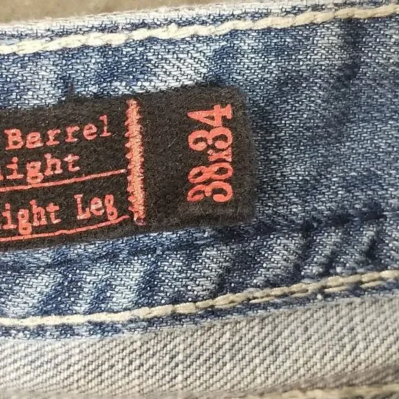 Rock & Roll Cowboy denim jeans men's 38x32 double barrel relaxed straight